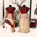 Christmas Lattice Champagne Wine Bottle Cover Drawstring Pocket (Santa) A