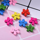 100 PCS 2 Holes Flower Wooden Decorative Buttons Multicolor Plum Wooden Blossom