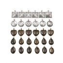 60Pcs 5 Style Heart & Oval & Square 30 Pieces Bezel Pendant Trays with GlasSEAU