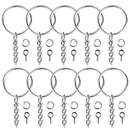 100Pcs Keychain Rings Jewelry With Chain And 100 Pcs Screw Eye Pins Bulk Fo L4C2