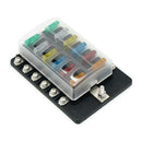 12 Way Blade Fuse Box Holder with Indicator Kit for Car Boat Truck 32V