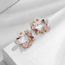 1pair Women's Crystal Rhinestone Flower Dangle Stud Earrings Jewelry