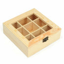 Wooden Tea Bag Jewelry Organizer Chest Storage Box 9 Compartments Tea Box O G7C6