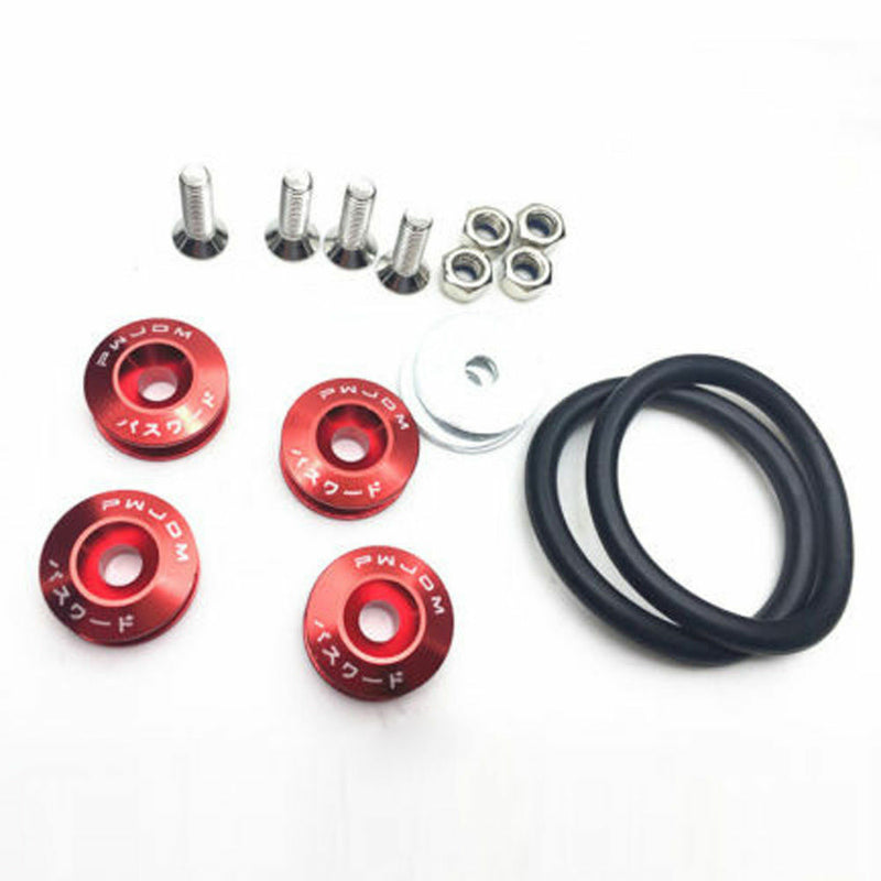 1-Set JDM Universal Quick Release Fasteners Red Kit Fit For Bumper & Trunk Hatch