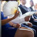 1X(18 Pieces White Handheld Fans Cloth Fans Bamboo Folding Fans For Wedding