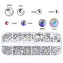 12 Grids Box Crystal AB Nail Rhinestones Flat Back Diamond Nail Art Decor DIY