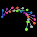 20PCS/Set Luminous Ball Flexible Barbell Stud Tongue Ring Bars Body Piercing FT