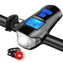 2pcs Bicycle Light Set Cycling Safety LED Warning Horn with Stopwatch