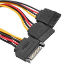 CableDecon M0309 15 Pin Male to Female Y Splitter SATA Power Supply Cable