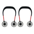 2pcs Mini Lazy Fan USB Dual Cooling Neck Hanging Cooler for Fitness Running Home