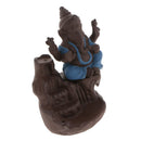 Ceramic Elephant God Smoke Backflow Incense Burner Stick Cone Holder Blue b