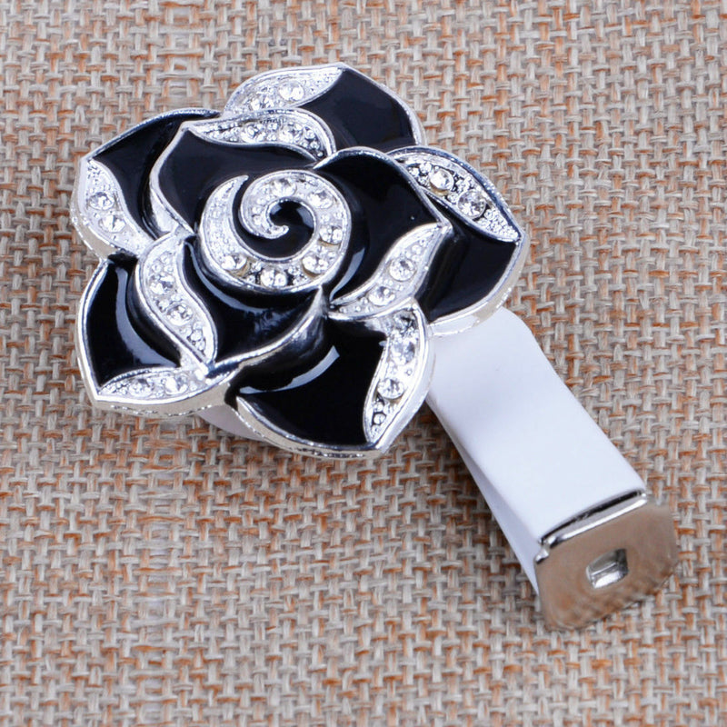 2Pcs BLACK Rhinestone Flower Clip Auto Car Air Vent Perfume Freshener Universal