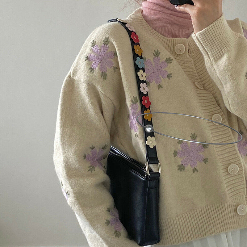 Casual Flower Pattern Strap Underarm Tote Women Leather Shoulder Clutch Bag