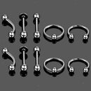 10 Pieces Nose Lip Tongue Eyebrow Tragus Navel Belly Ring Piercings 16g 6mm