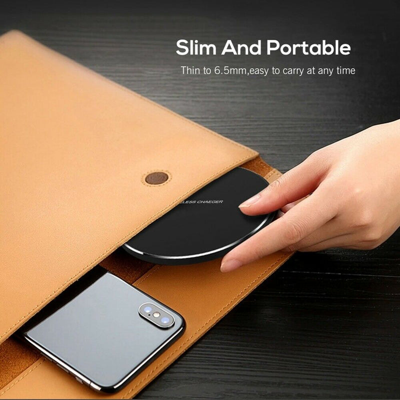Qi Wireless Charger 3.0 10W Fast Wireless Charging USB Charger Pad Dock Metal