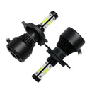 1Pair H4 LED COB Headlight Kit 8000LM High-Low Beam Bulb 6500K Lamp White