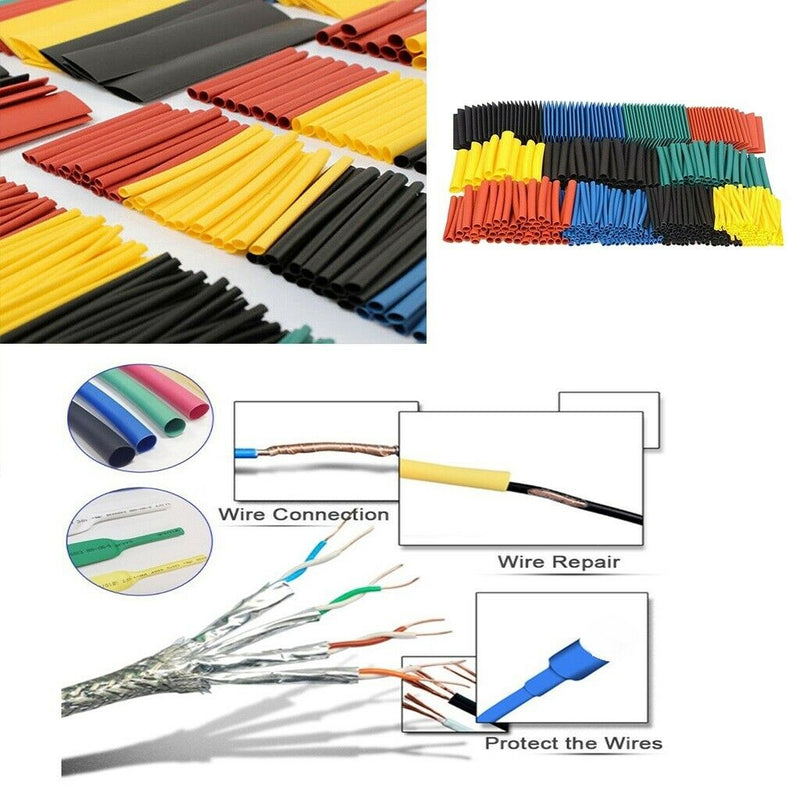 530 PCS 2:1 Heat Shrink Tube Combo Assorted Sleeving Wrap Cable Wire Kit diy