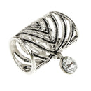 Clear Crystal Charms Dangle Silk Chiffon Scarf Rings Tube Buckle Jewelry