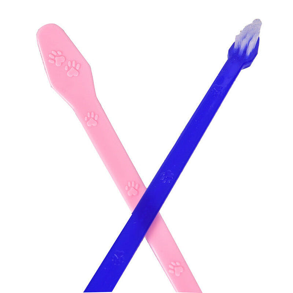 2pcs Dog dual-end toothbrush pets oral dental 2 sided brush helps reduce TO