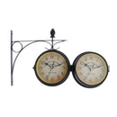 EU Style Double Sided Wall Bracket Clock Classic Mue Clock Decor Black