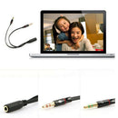 3.5mm Stereo Audio 1 Female to 2 Male Headphone Mic Splitter Cable Black