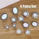 6Pairs/Set White Fire Opal Ear Studs Earrings Drop Dangle Weddings Jewelry Gift-