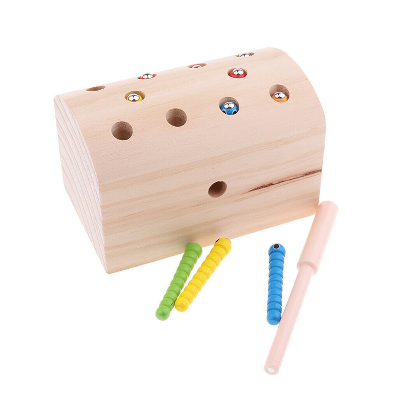 10pcs Insects Catch The Worm Game Toys Montessori Wooden Toys for Kids, Wood
