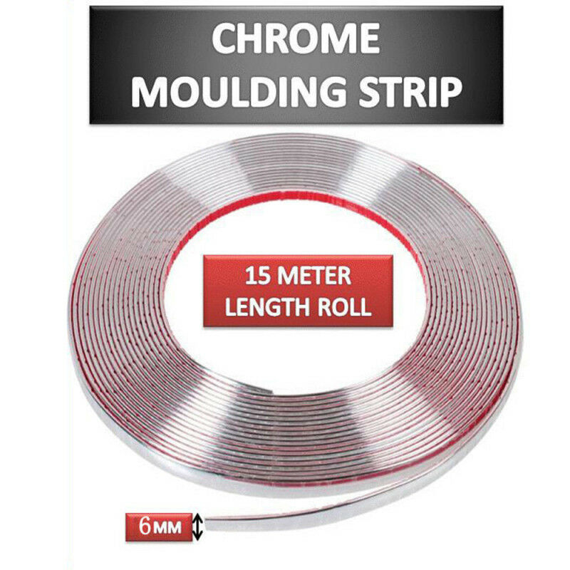 6mm Chrome Car Styling Tuning Moulding Strip Trim Self Adhesive Tape 15 metre