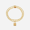 Love Heart Lock Pendant Bracelet Round Beads Rhinestone Women Charm Bangles