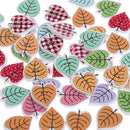 50Pcs Wood Leaf Handmade 2 Holes Wooden Buttons Sewing Scrapbooking DIY Craft