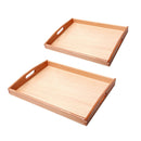 Wooden Montessori Rectangle Tray Cubes Beads Toys Holder With Handle S & M