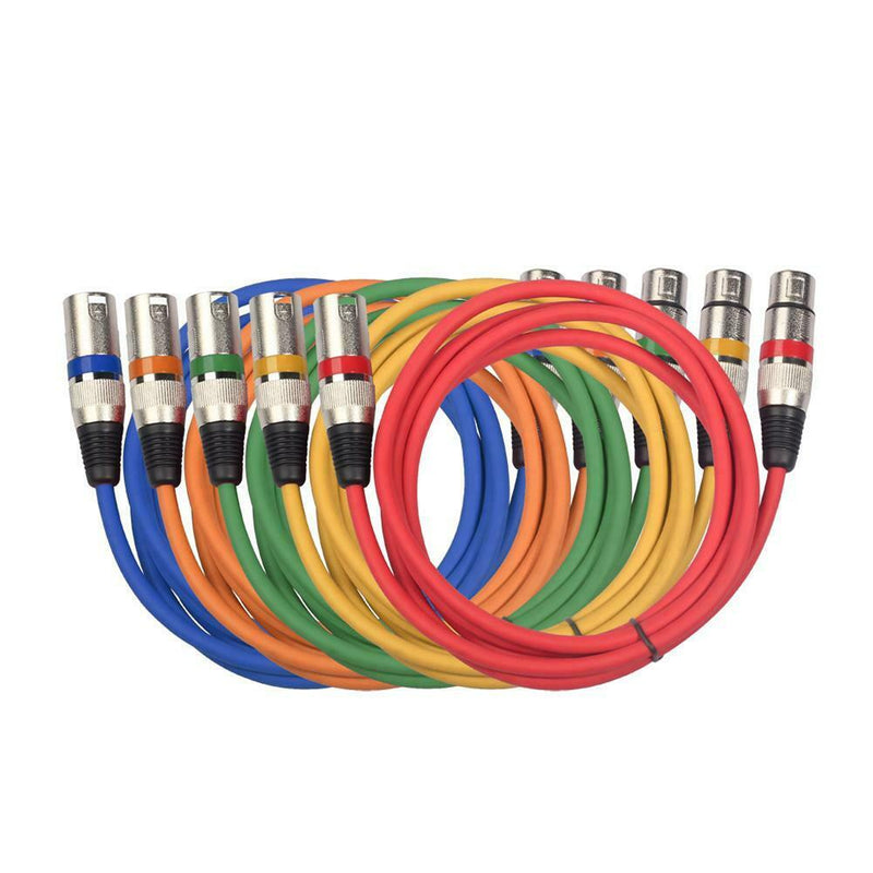 5pcs 3Pin XLR Cable Male to Female Foil+Braided Shielded Audio Cable (1.8m) A