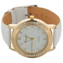 Womens Fashion Analog Diamond Leather Quartz Wrist Watch - White V5V6
