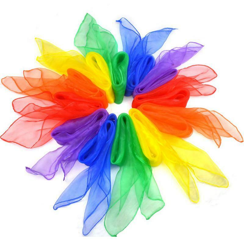 12Pcs Square Juggling Silk Dance Scarves Magic Tricks Performance Props Acc R2W8