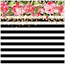 7x5ft photography backdrops Black and white stripe watercolor pink flower b Q1B5