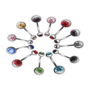 12pcs Europe And America Double Diamond Stainless Steel Belly Nail Button Rings
