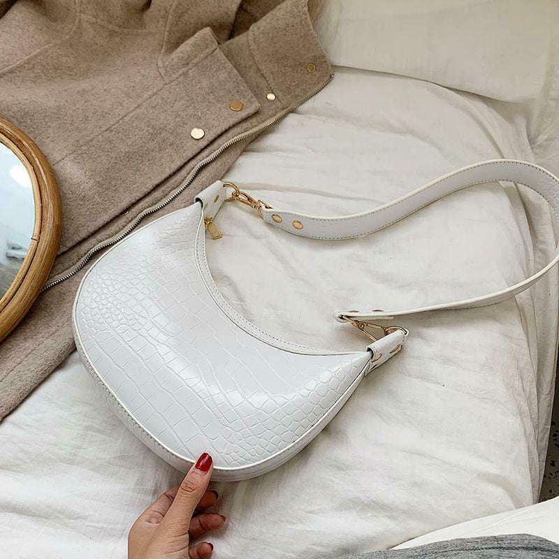 Retro PU Leather Messenger Bag Women Casual Shoulder Handbags Purse (White)