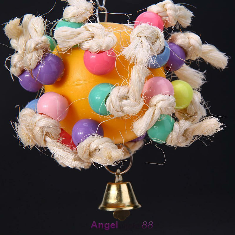 Bird Parrot Cage Hanging Swing Chew Toys Cockatiel Budgie Colorful Ball Perches