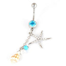 Crystal Rhinestone Starfish Conch Dangle Button Belly Navel Ring Body PiercinJ!E