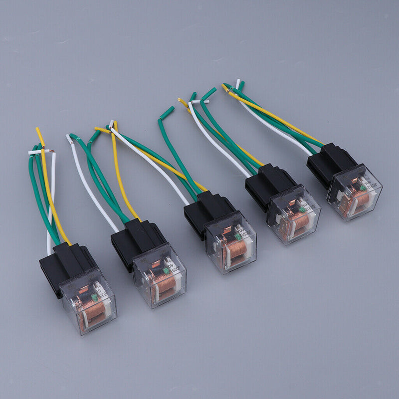 5x 60A LED Relay 12V 4Pin Socket w Wire Normal Open Waterproof Car Truck Van
