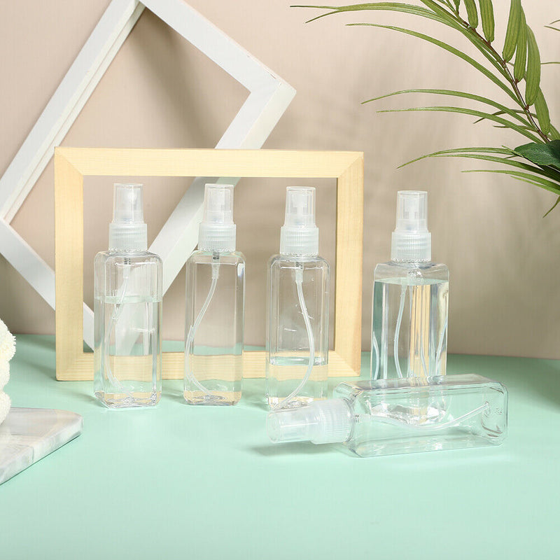 5pcs 100ml Portable Transparent Plastic Empty Spray Bottles Refillable Bottles