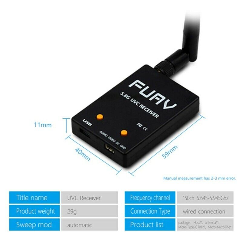 Uvc Single Control Receiver Otg 5.8G 150Ch Channel Fpv Receiver Video Trans A8M6