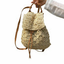 Women bag Backpack Fashion Hollow Out Woven Drawstring Summer Beach Backpac