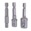 1socket adapter drill bits set hex shank 1/4" 3/8" 1/2" 3pcs impact driver FT