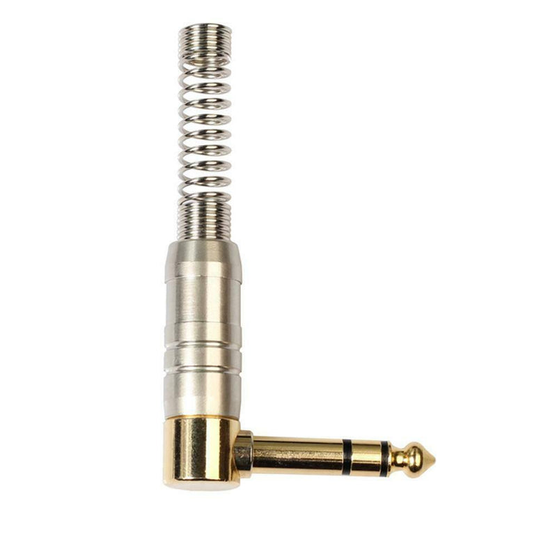 6.35mm Stereo Audio Adapter Angle 90 Degree Male Plug Connector w/Spring