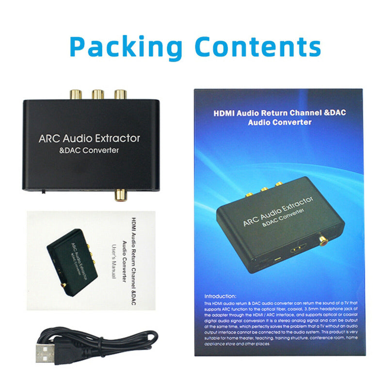 192KHz HDMI ARC Audio Extractor & DAC Converter Selector for Home Theater