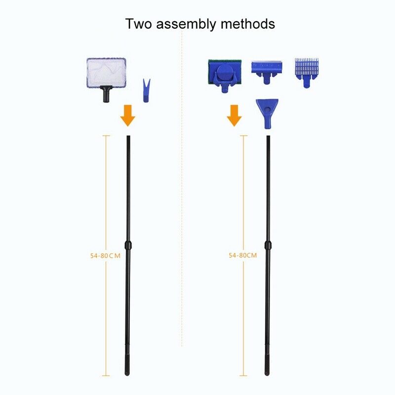 5 in 1 Aquarium Cleaning Kit Fish Tank Glass (Blue + Black) U1A3