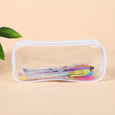 Waterproof Dust-proof PVC Transparent Pencil Case Zipper Pen Holder (White) A
