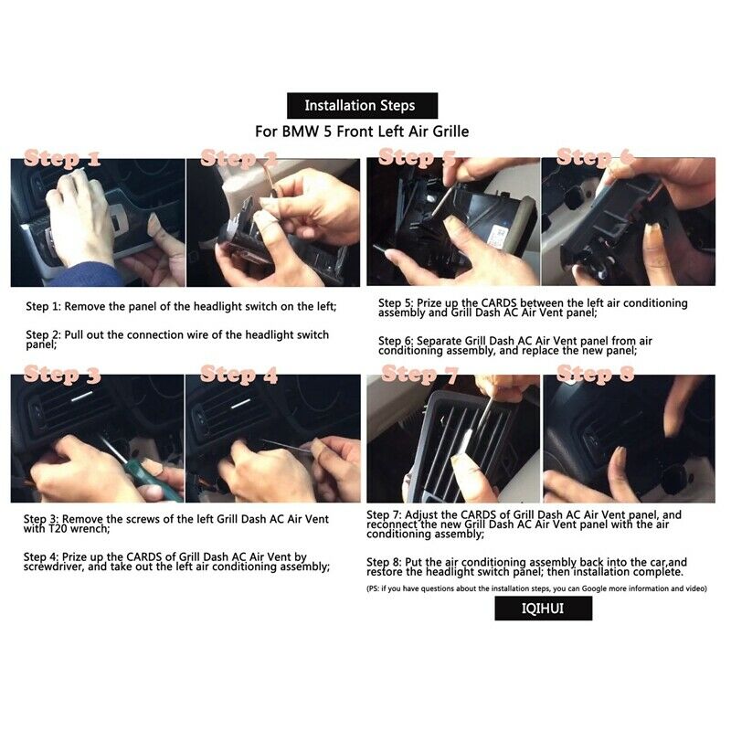 New Left Console Grill Dash Air Grille Cover Fit for Bmw 5 Series 520 523 5 P6D7