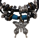 Adjustable Metal Leather Bracelet Black Color for Man Woman Gift